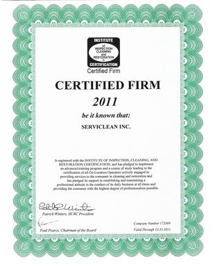iicrc certificate 2011